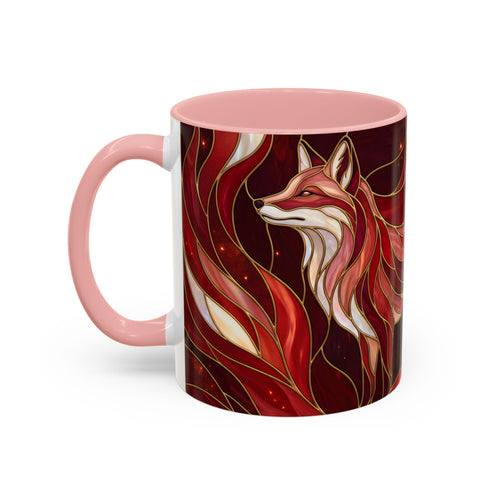 Scarlet Glow Fox Stained Glass Style Mug