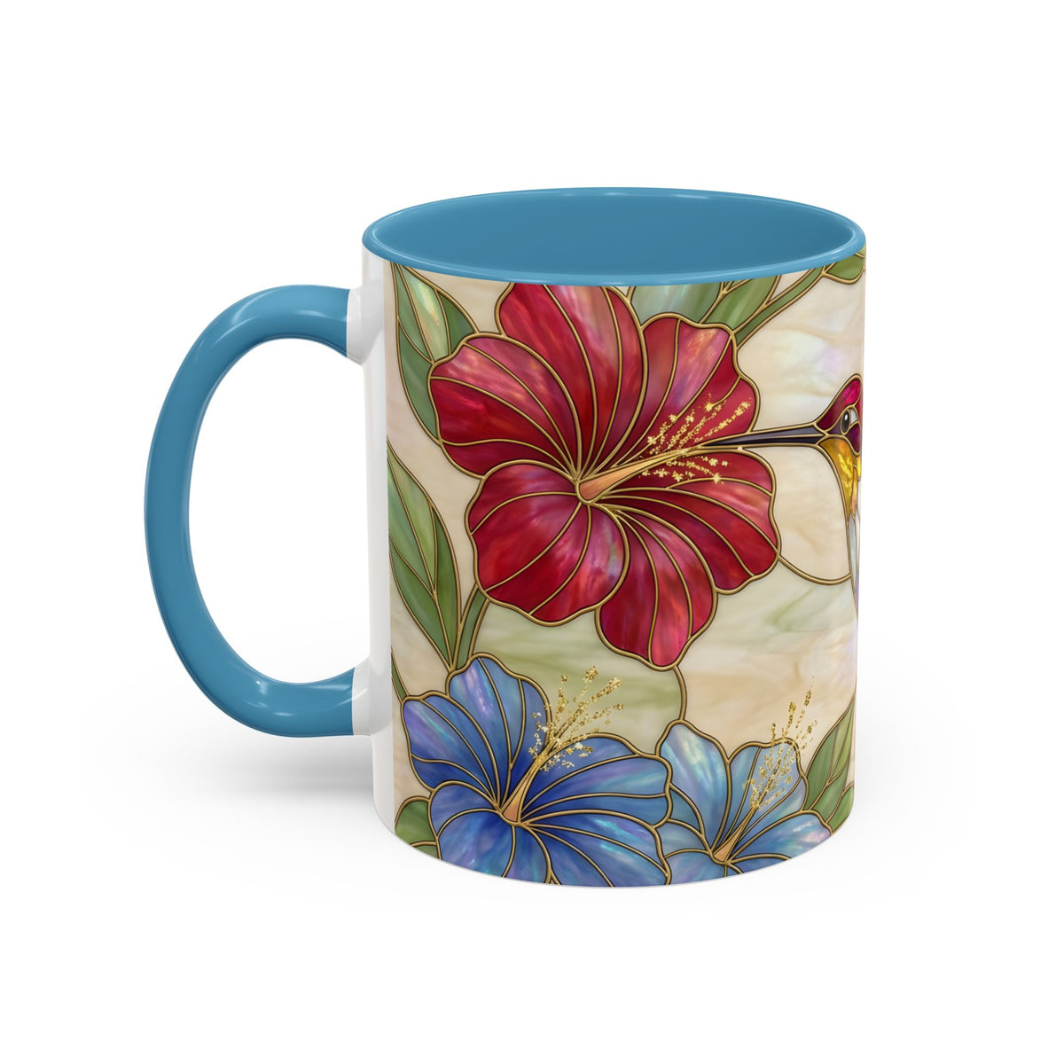 Garden Bloom Hummingbird Stained Glass Style Mug