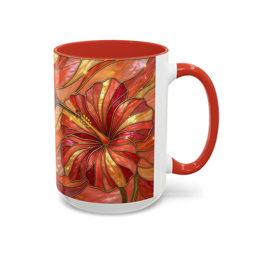 Hibiscus Glow Hummingbird Stained Glass Style Mug
