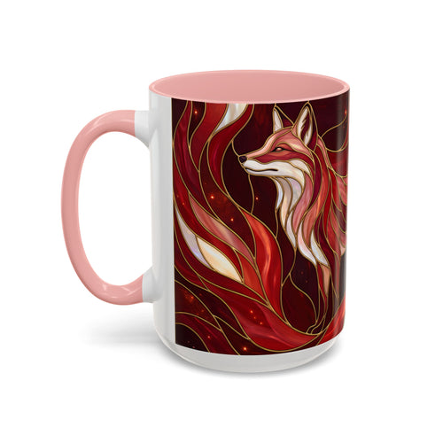Scarlet Glow Fox Stained Glass Style Mug