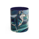 River Moon Wolf Stained Glass Style Mug