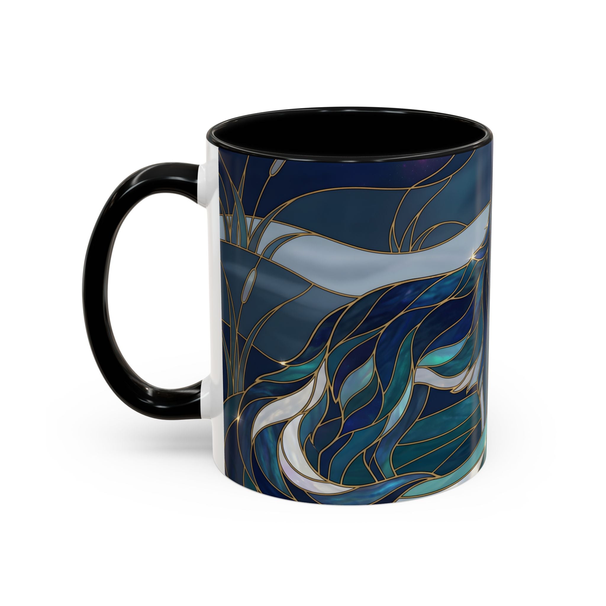 River Moon Wolf Stained Glass Style Mug