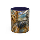 Blue Glow Yorkshire Terrier Stained Glass Style Mug