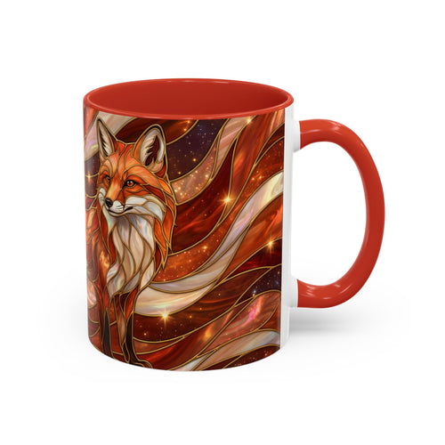 Ruby Glow Fox Stained Glass Style Mug