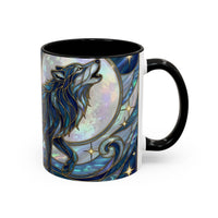 Sapphire Wolf Stained Glass Style Mug