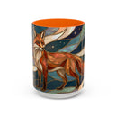 Teal Night Fox Stained Glass Style Mug