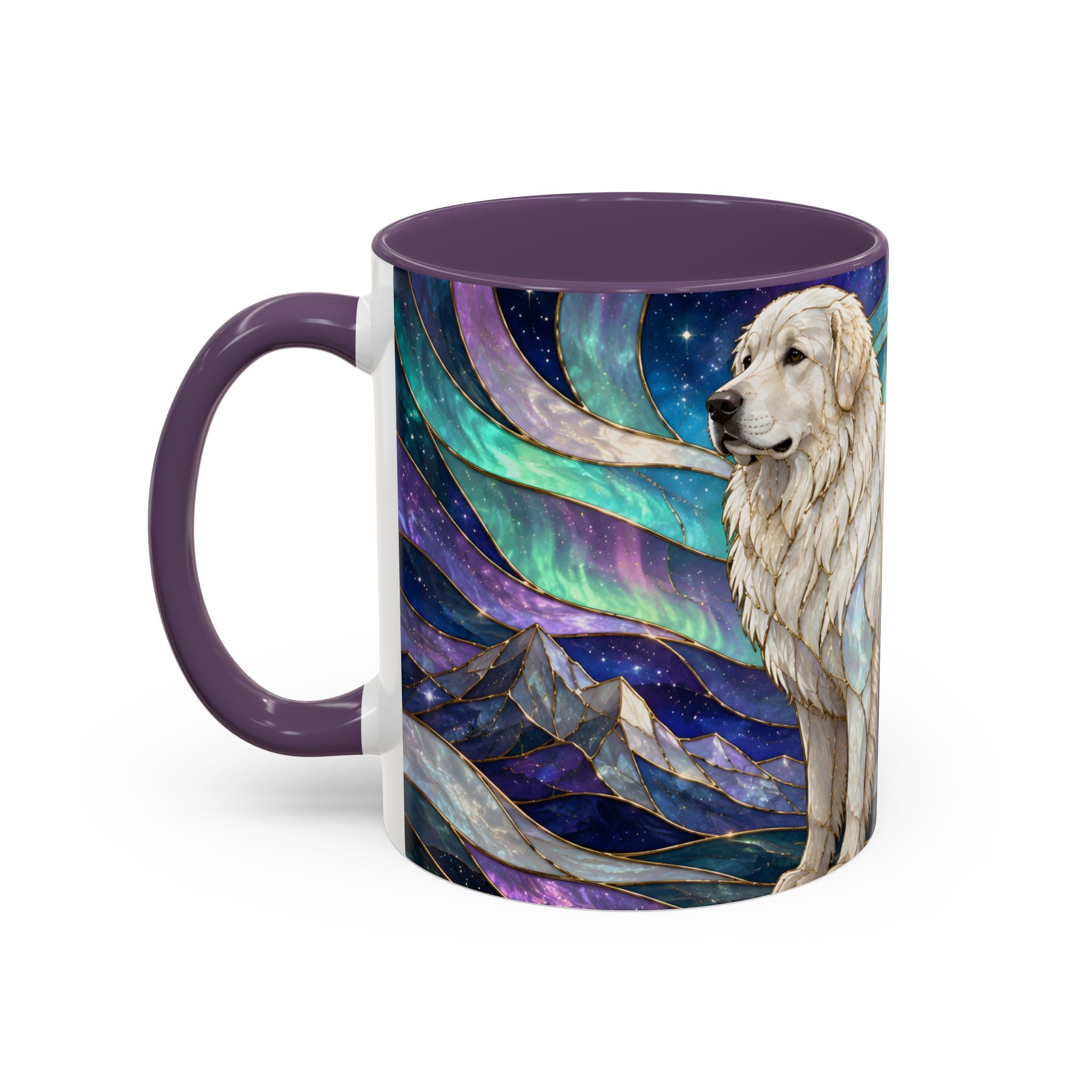 Aurora Peaks Great Pyrenees Stained Glass Style Mug
