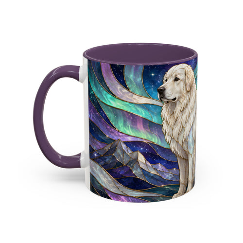 Aurora Peaks Great Pyrenees Stained Glass Style Mug