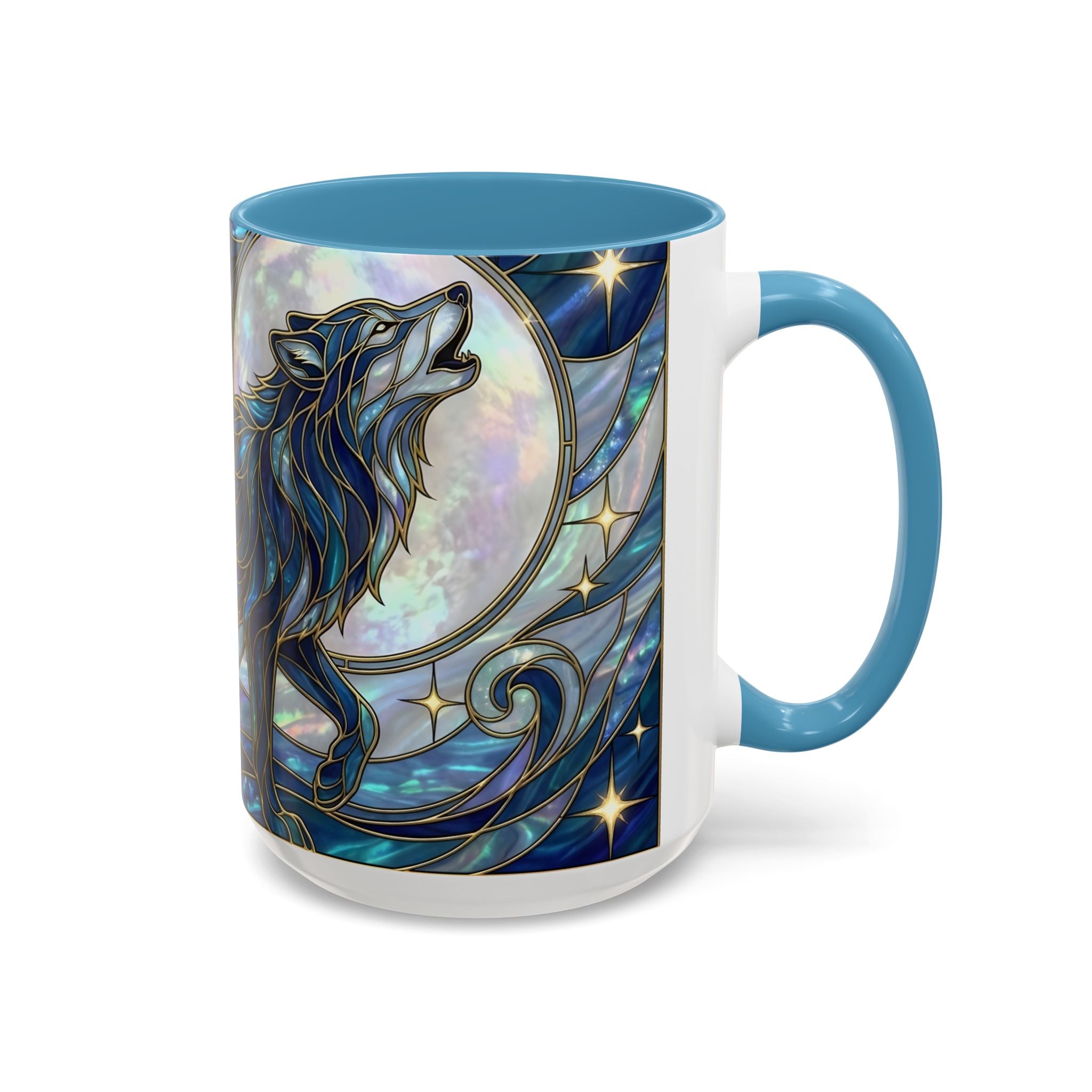 Sapphire Wolf Stained Glass Style Mug