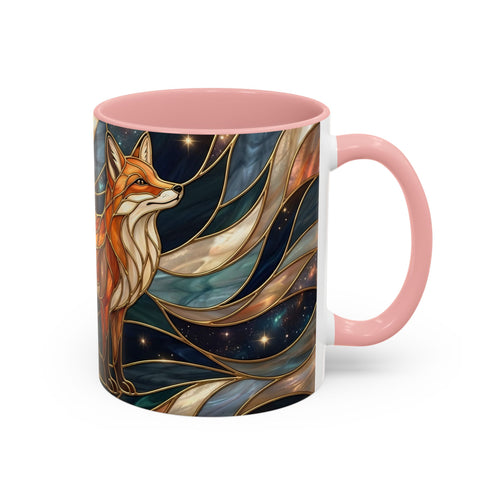 Celestial Night Fox Stained Glass Style Mug