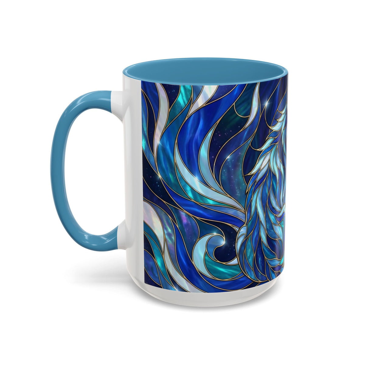 Cobalt Wolf Guardian Stained Glass Style Mug