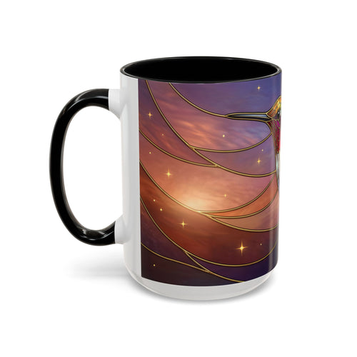 Sunset Sky Hummingbird Stained Glass Style Mug