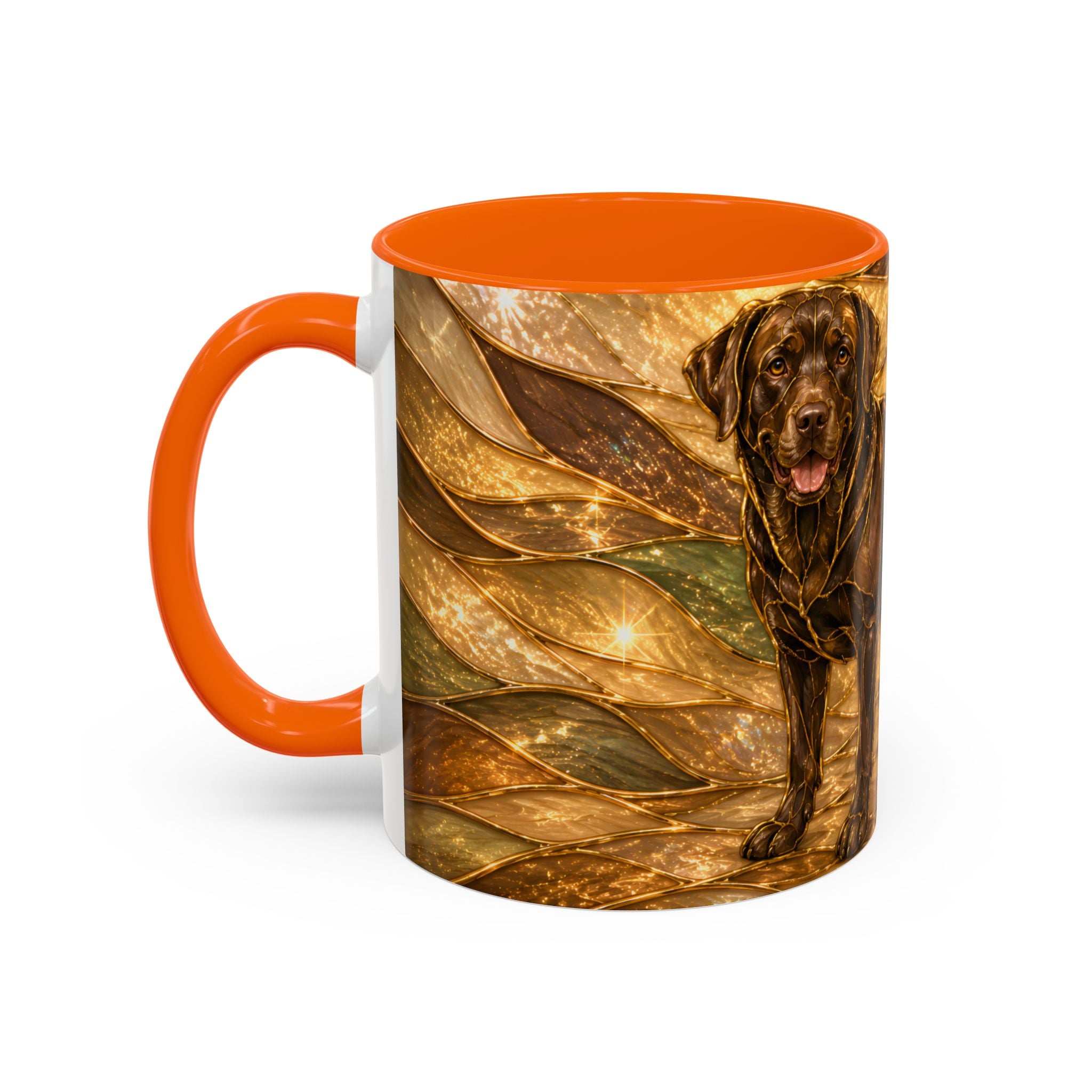 Honey Glow Chocolate Labrador Retriever Stained Glass Style Mug