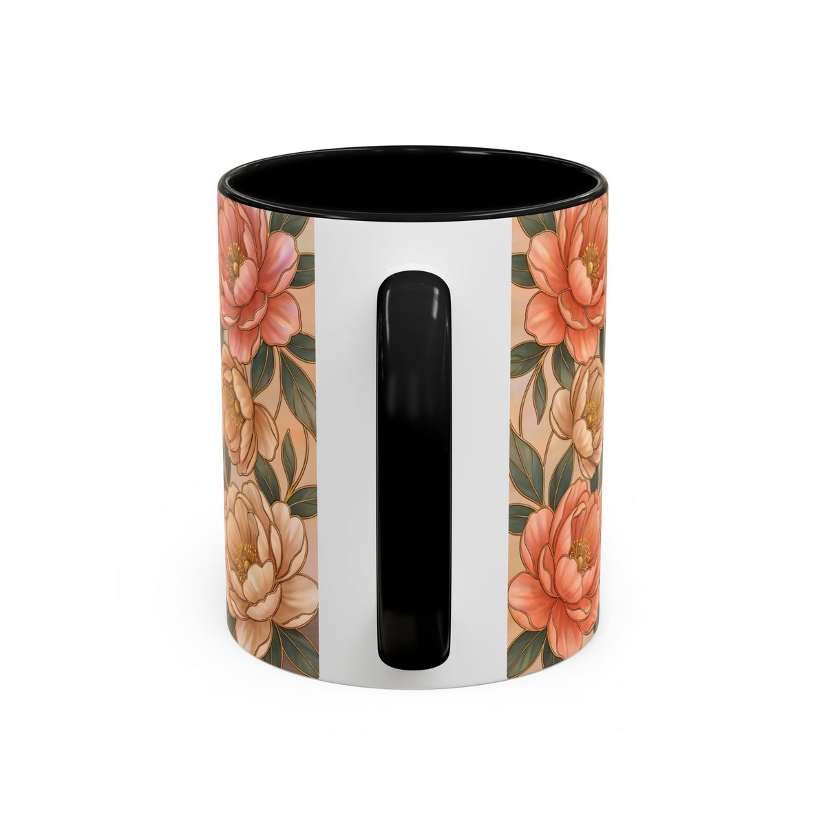 Custom Pet Photo Floral Stained Glass Style Mug