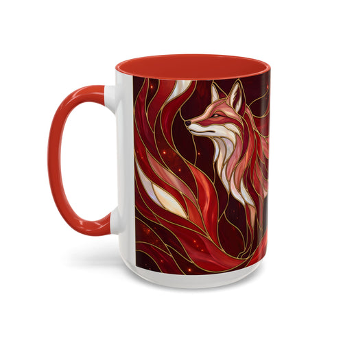 Scarlet Glow Fox Stained Glass Style Mug