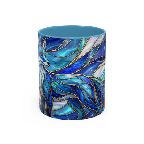 Blue Glow Fox Stained Glass Style Mug