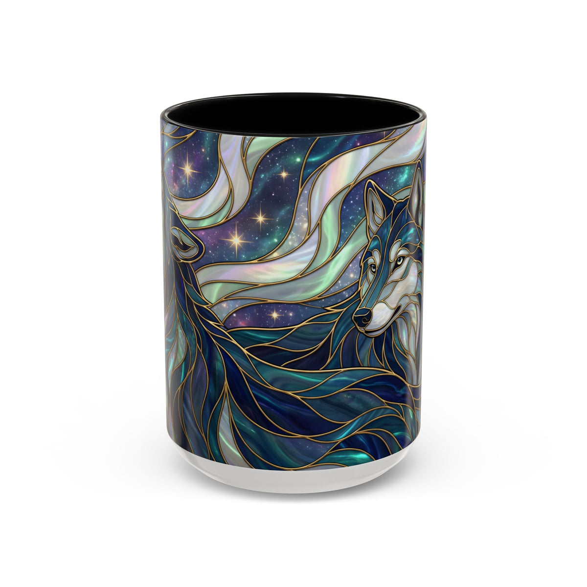 Starlight Wolf Stained Glass Style Mug