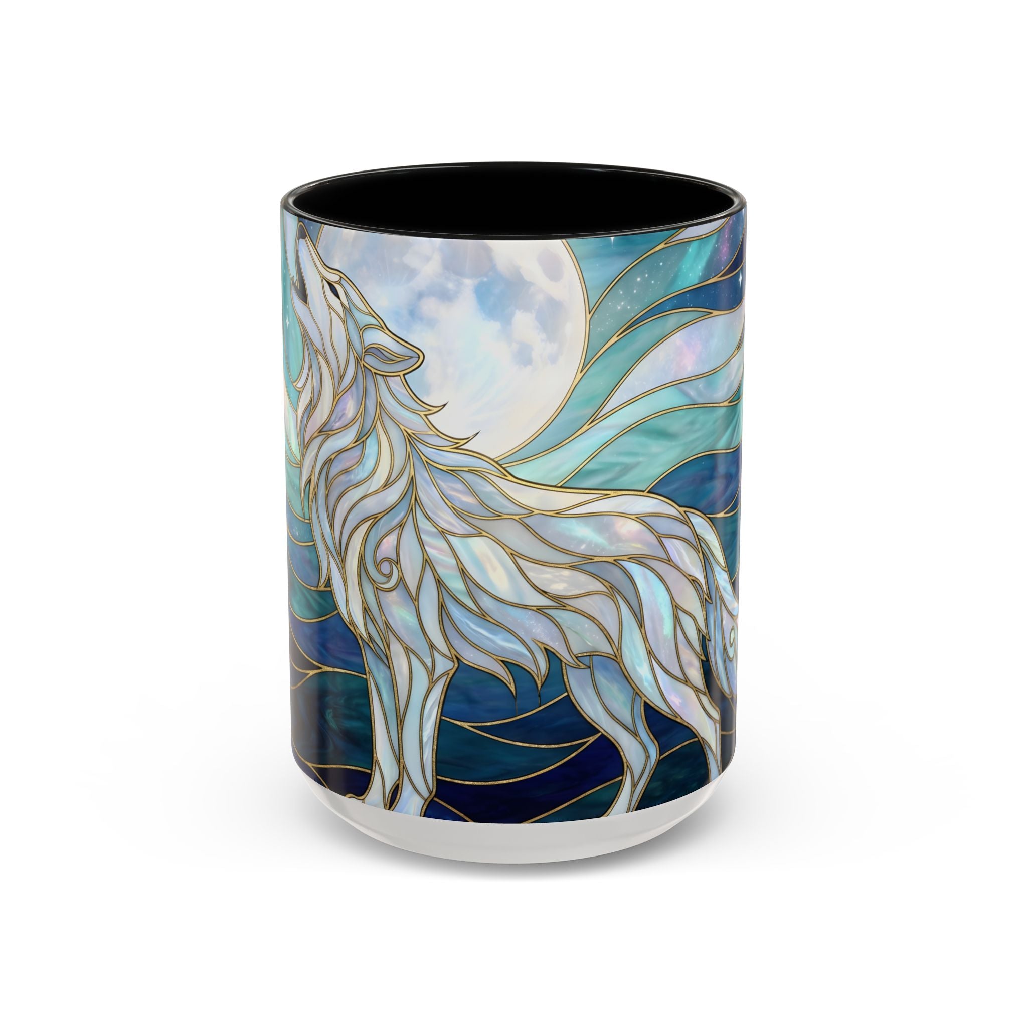 Moonlit Wolf Stained Glass Style Mug