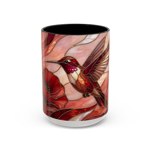 Scarlet Bloom Hummingbird Stained Glass Style Mug