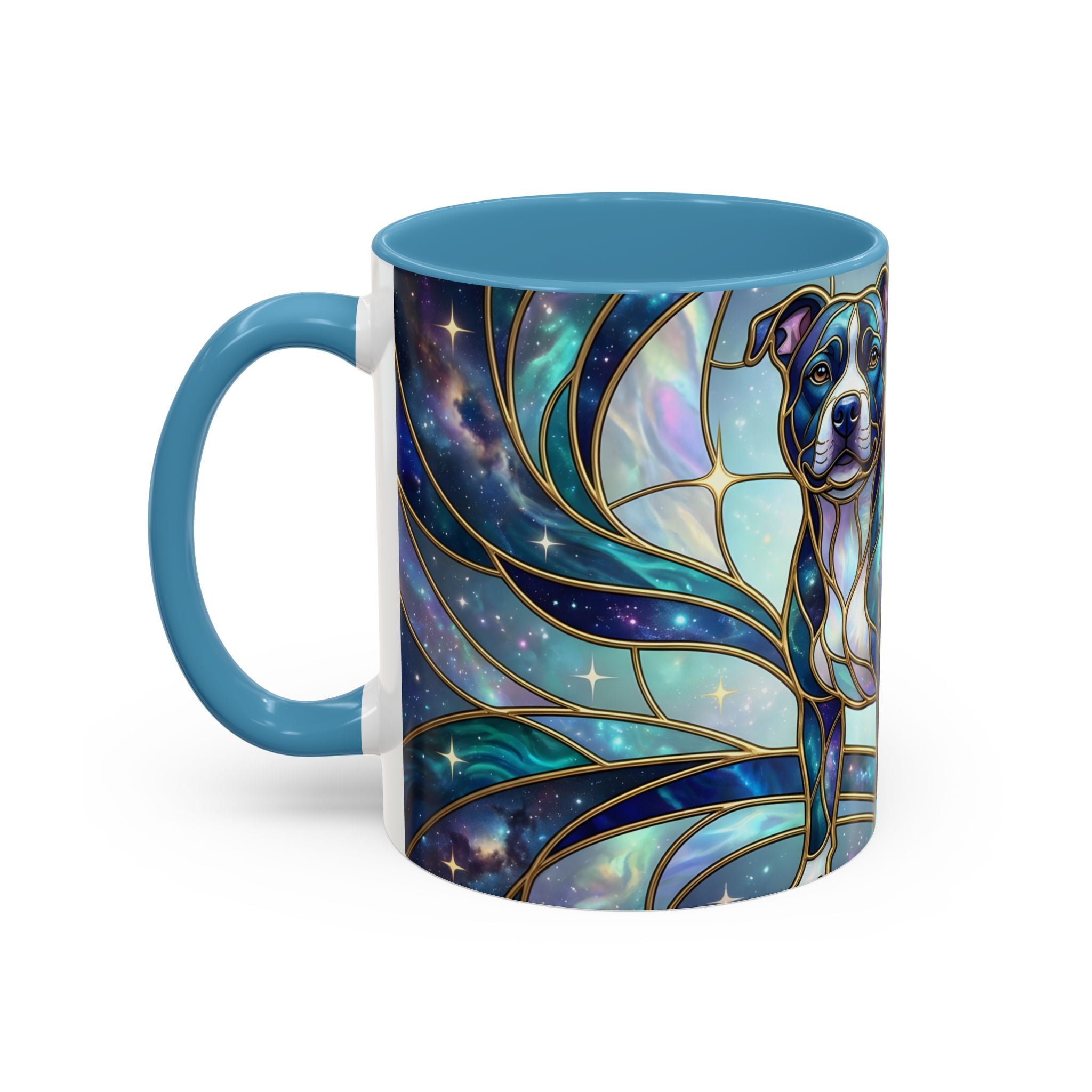 Teal Galaxy Staffy Stained Glass Style Mug