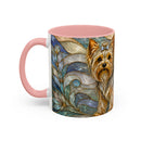 Blue Glow Yorkshire Terrier Stained Glass Style Mug