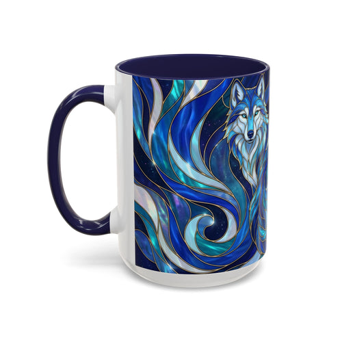 Cobalt Wolf Duo Stained Glass Style Mug
