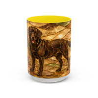 Honey Glow Chocolate Labrador Retriever Stained Glass Style Mug