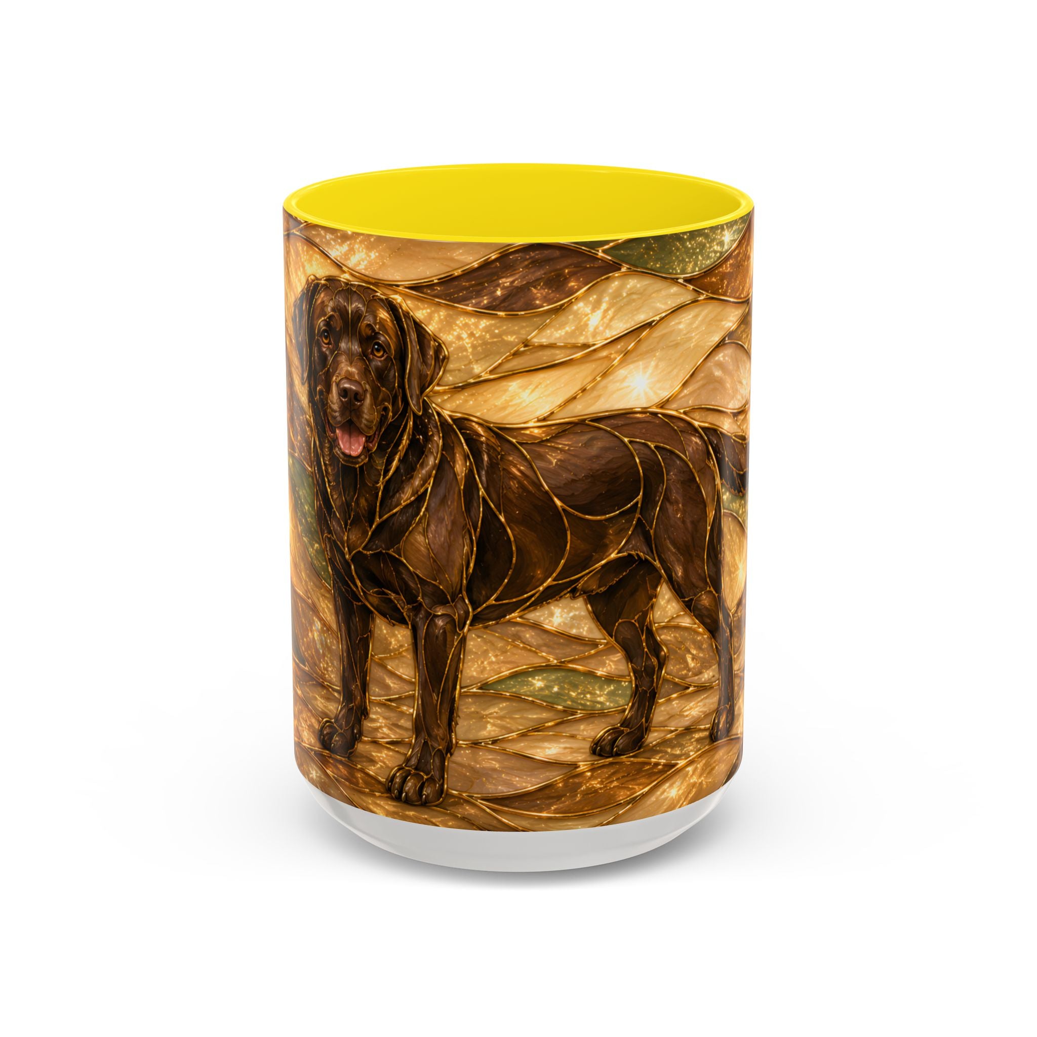 Honey Glow Chocolate Labrador Retriever Stained Glass Style Mug