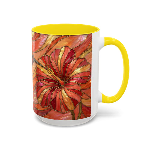 Hibiscus Glow Hummingbird Stained Glass Style Mug