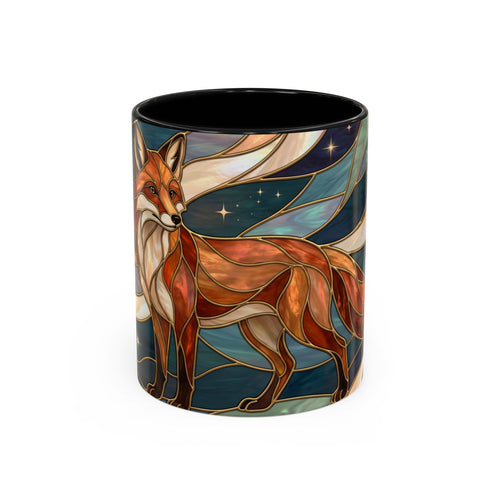 Teal Night Fox Stained Glass Style Mug