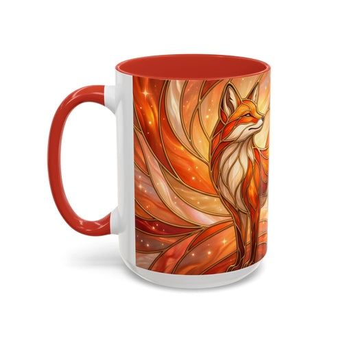 Orange Glow Fox Stained Glass Style Mug
