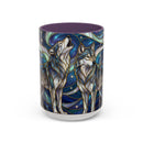 Twin Wolves Stained Glass Style Mug
