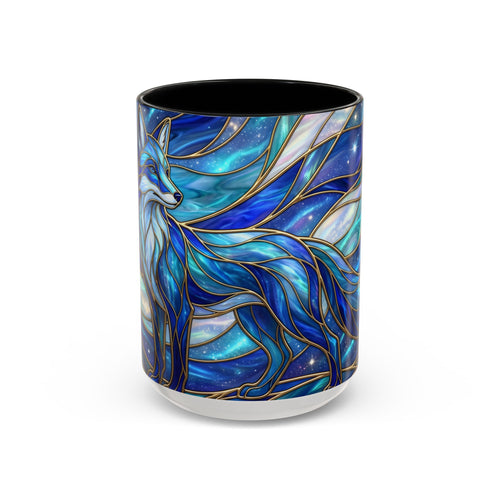 Blue Glow Fox Stained Glass Style Mug