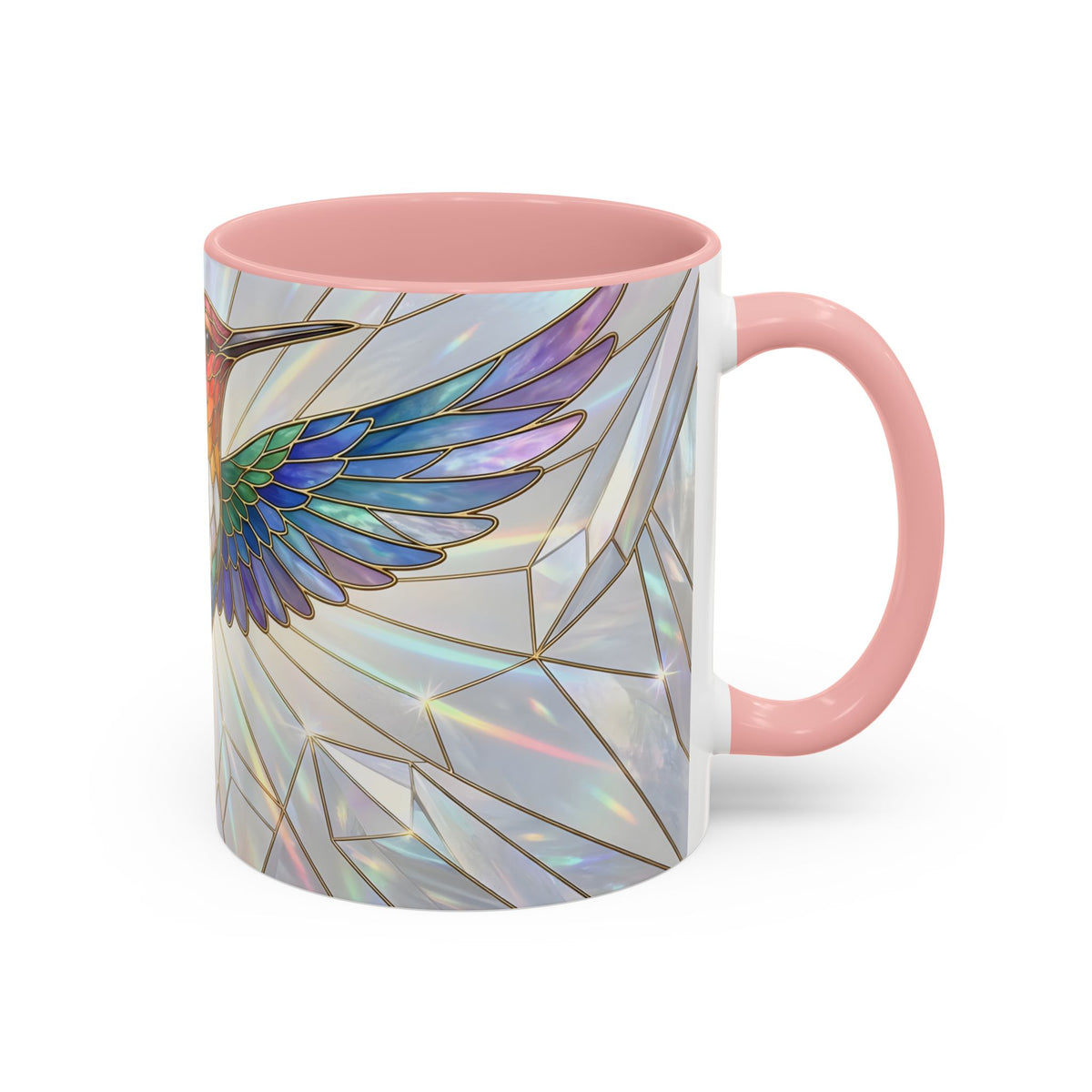 Rainbow Hummingbird Stained Glass Style Mug