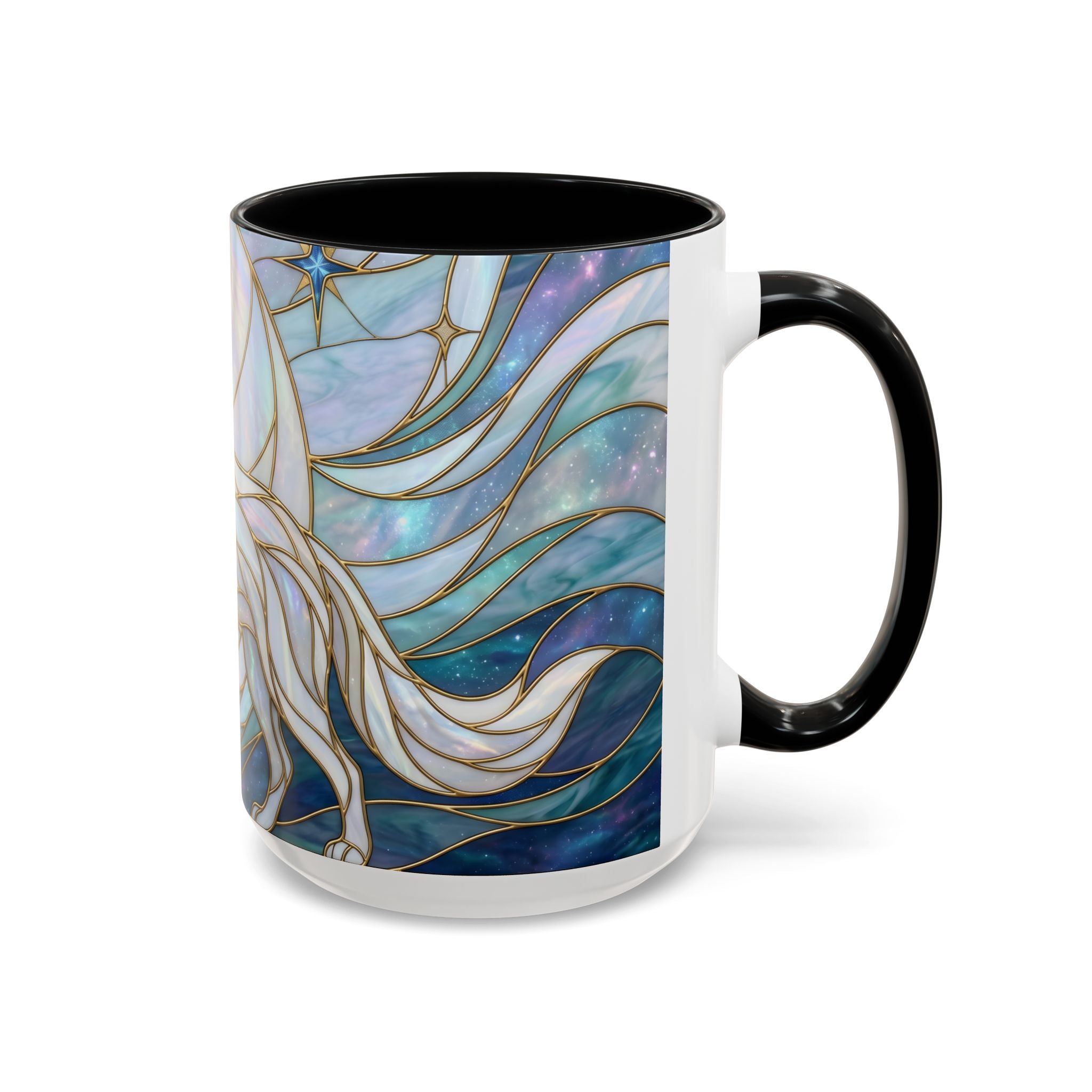 Pearl White Wolf Stained Glass Style Mug