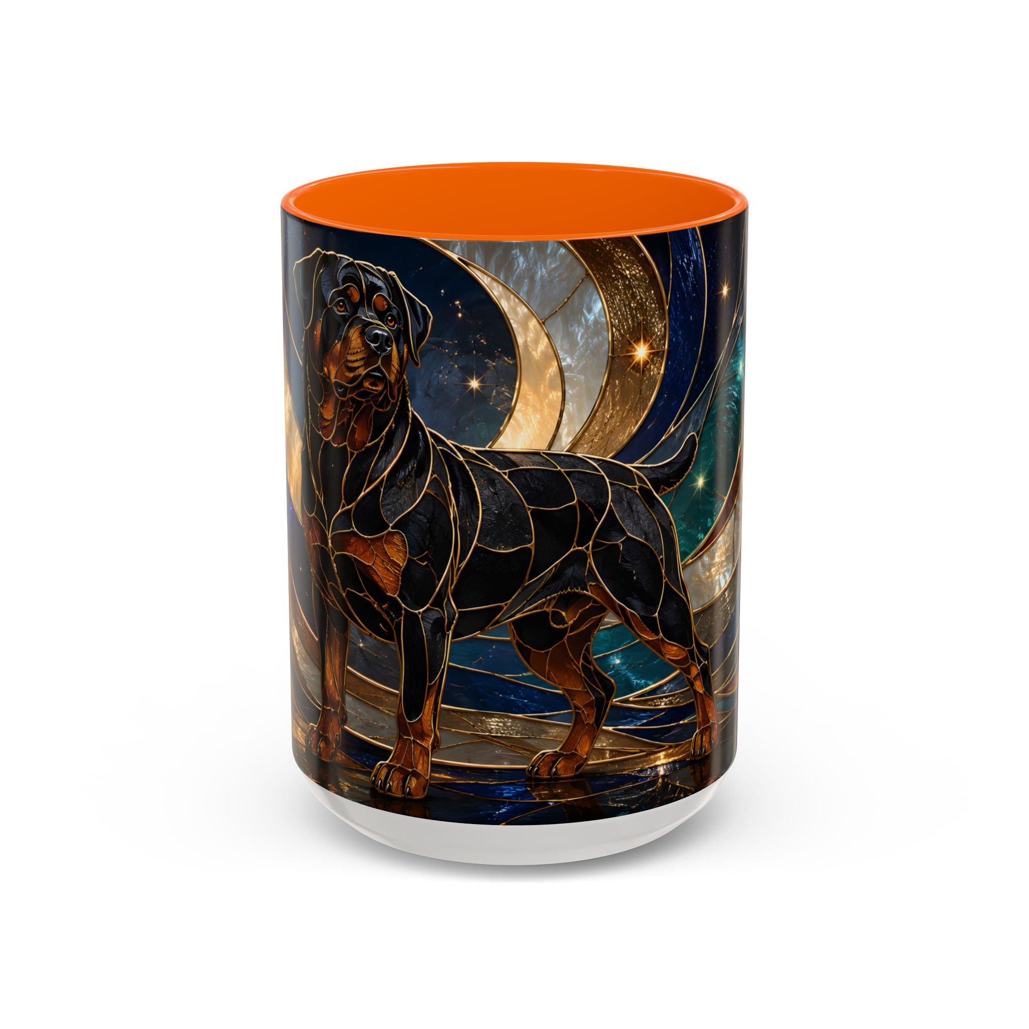Warm Glow Rottweiler Stained Glass Style Mug