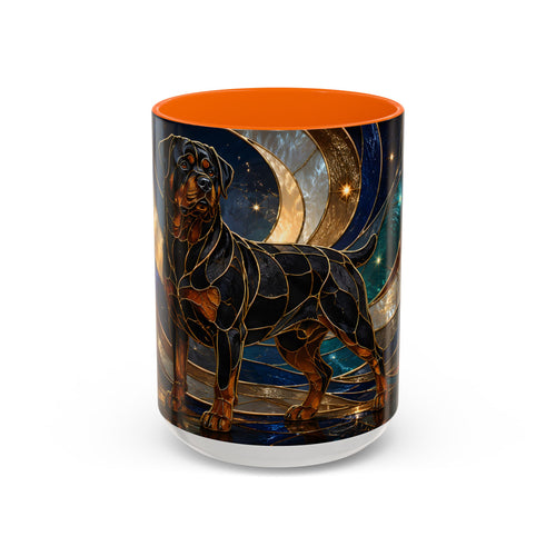 Warm Glow Rottweiler Stained Glass Style Mug