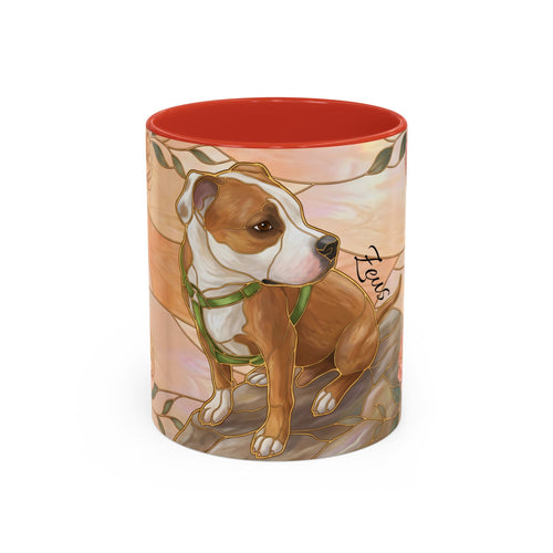 Custom Pet Photo Floral Stained Glass Style Mug
