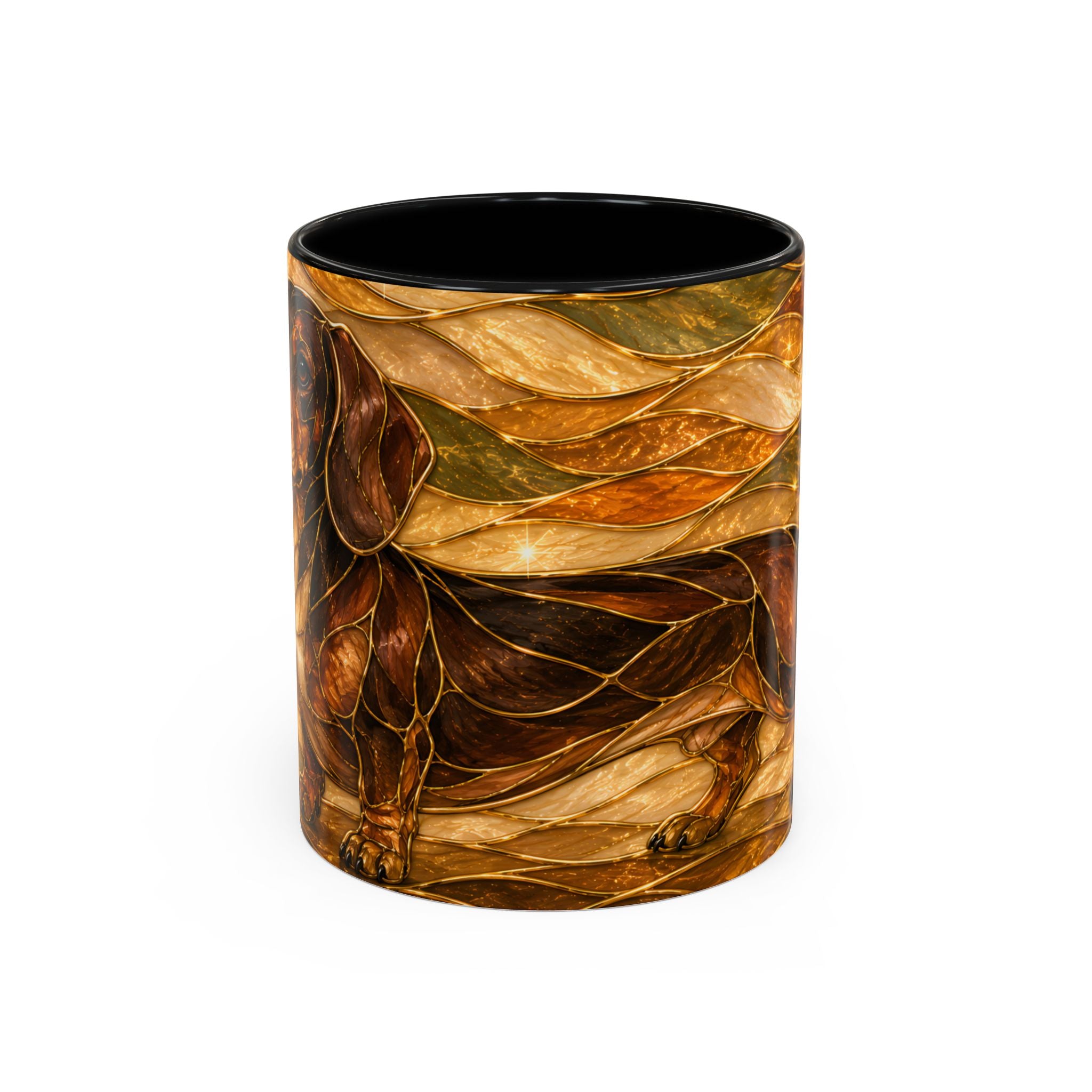 Golden Dachshund Stained Glass Style Mug