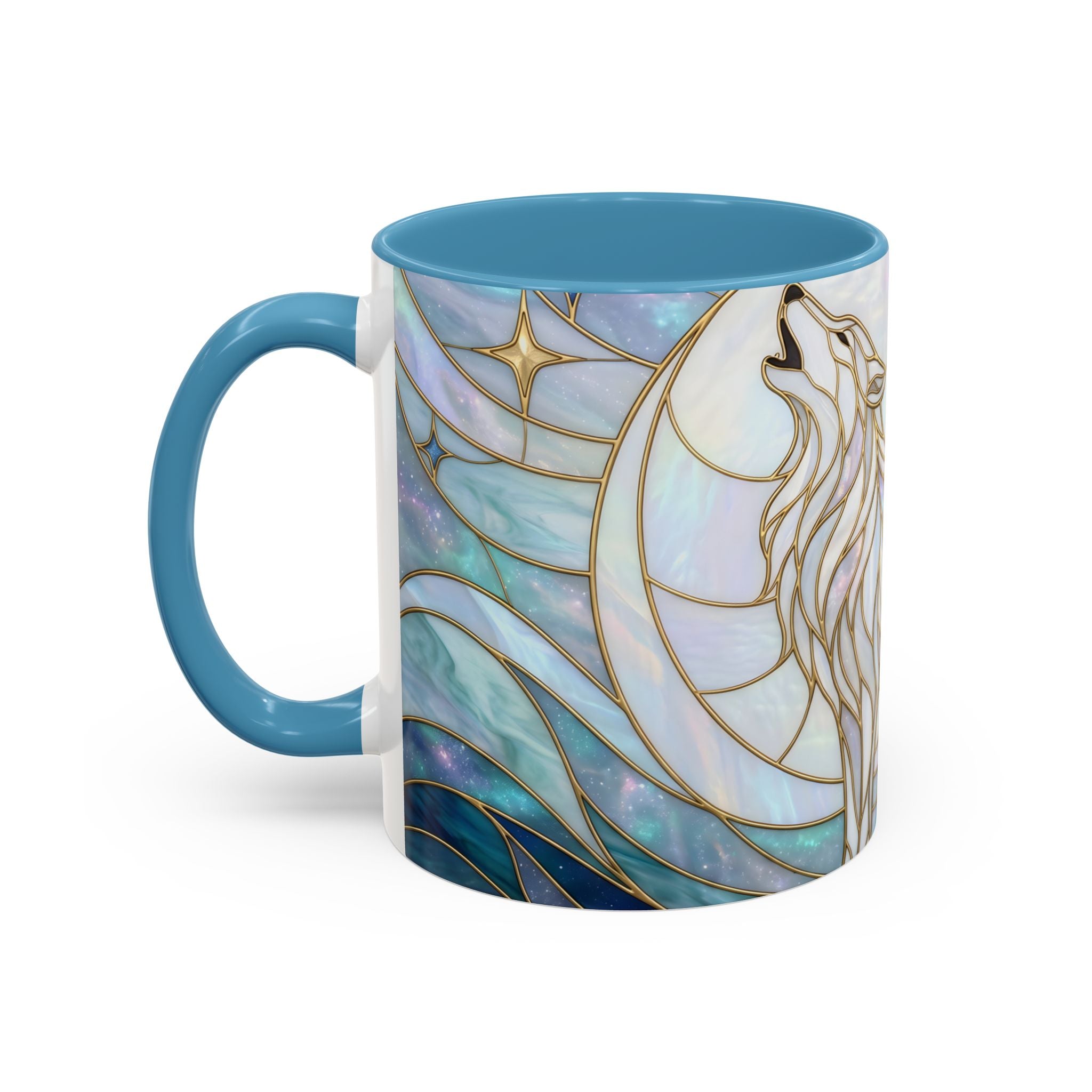 Pearl White Wolf Stained Glass Style Mug