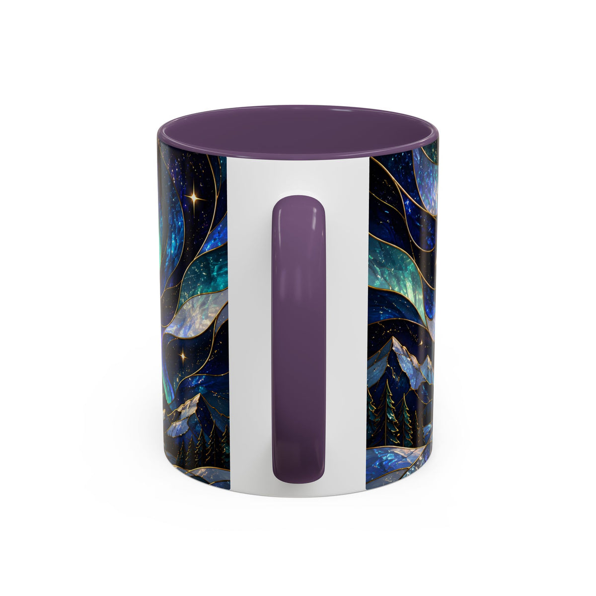 Aurora Mountain Wolf Stained Glass Style Mug