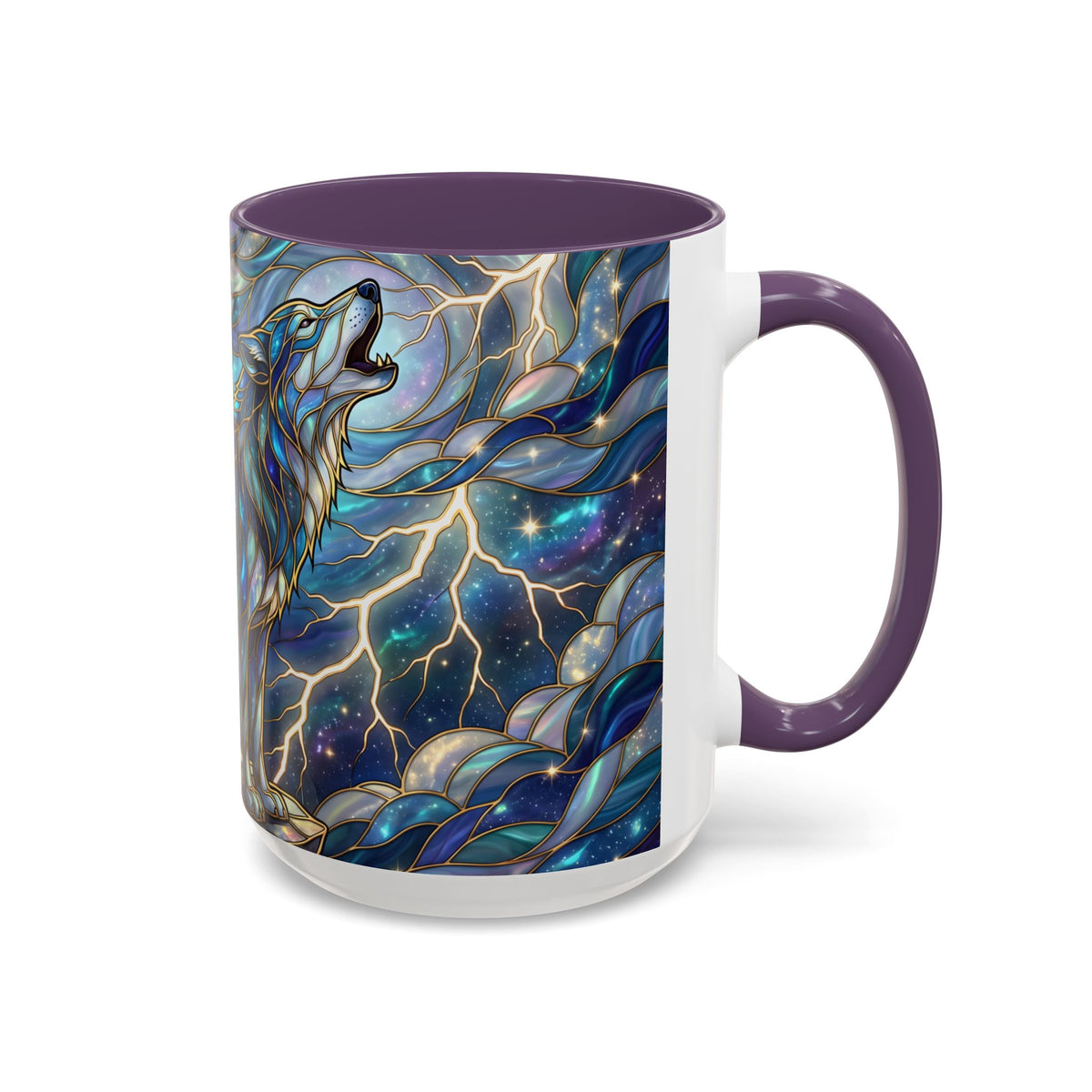 Storm Sky Wolf Stained Glass Style Mug