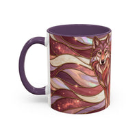 Rose Gold Wolf Stained Glass Style Mug