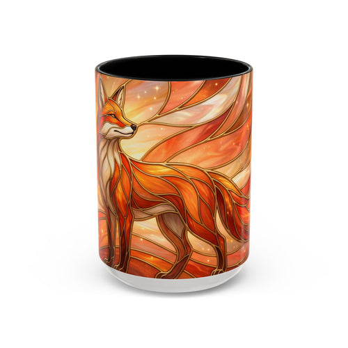 Orange Glow Fox Stained Glass Style Mug
