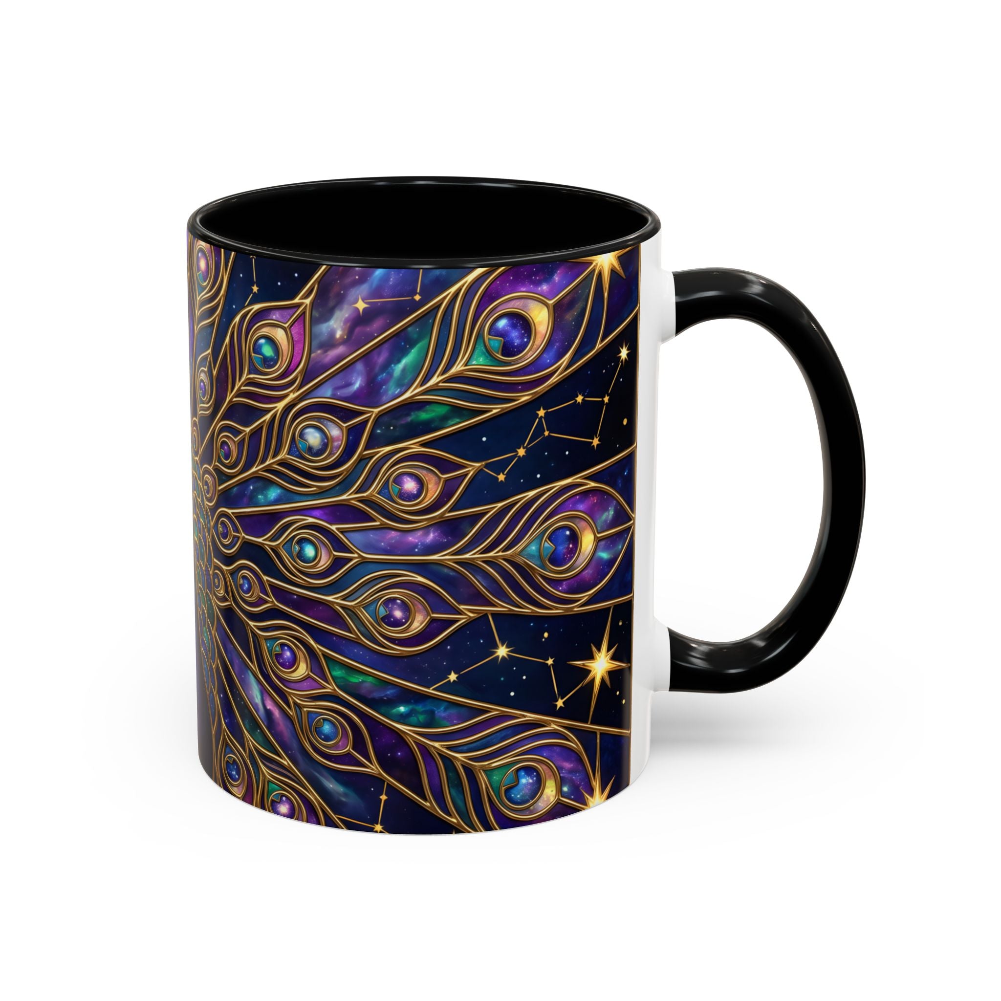 Celestial Peacock Stained Glass Style Mug