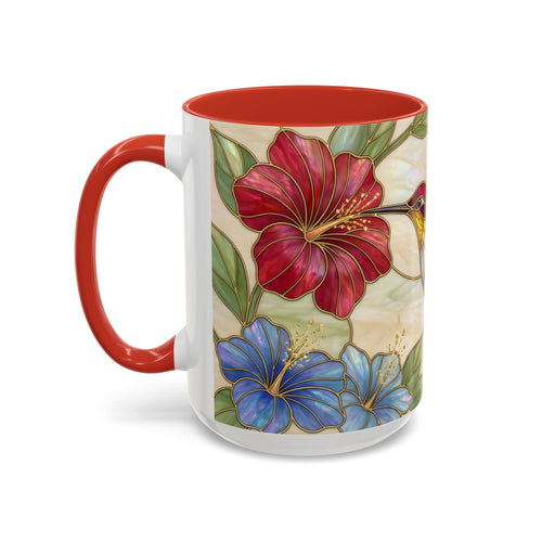 Garden Bloom Hummingbird Stained Glass Style Mug