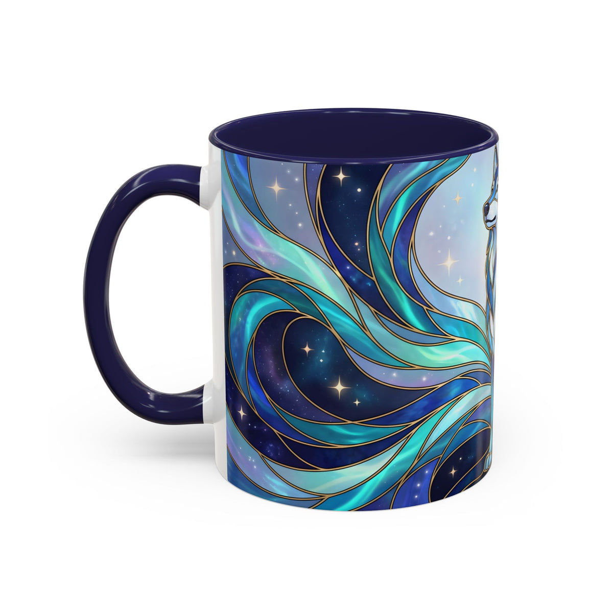 Aurora Wolf Stained Glass Style Mug