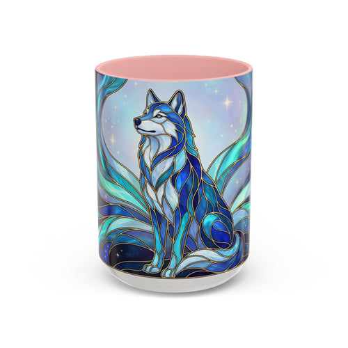 Aurora Wolf Stained Glass Style Mug