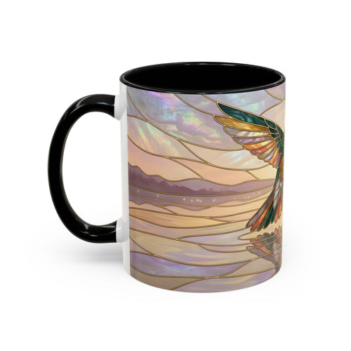 Serene Horizon Hummingbird Stained Glass Style Mug
