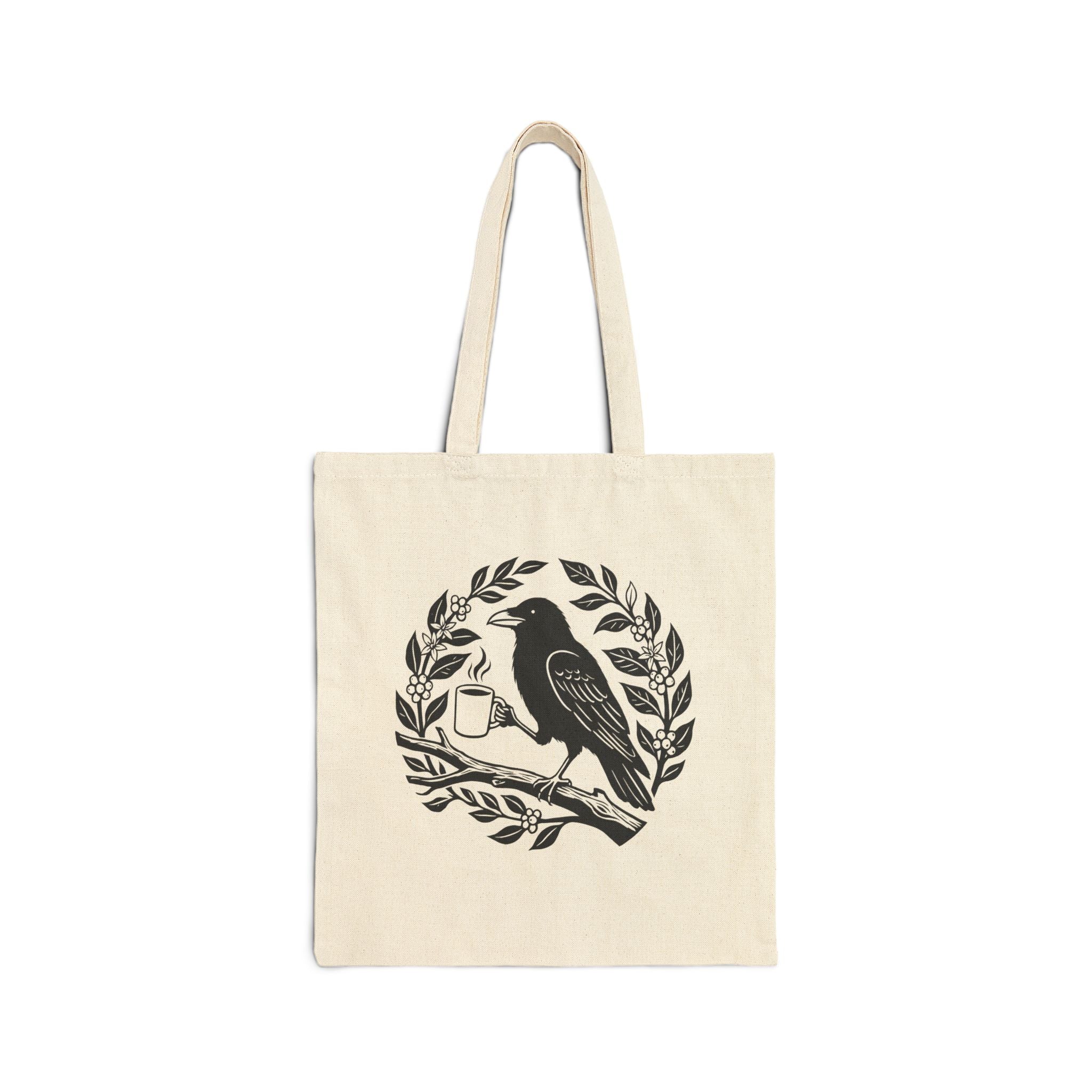 Caffeinated Crow Cotton Tote Bag